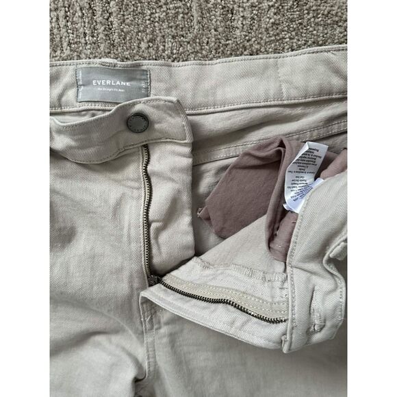 Everlane Straight Fit Jean Size 33 Bone Ecru Neutral Minimalist Straight Leg Den - Picture 3 of 6